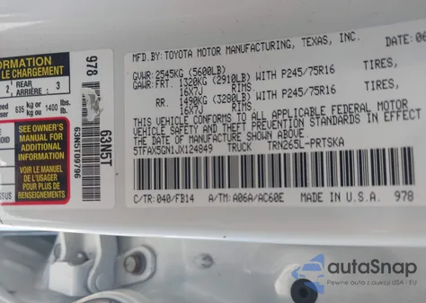 2018 Toyota Tacoma Sr from USA, damaged, VIN 5TFAX5GN1JX124849